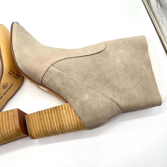 Chinese Laundry Womens 7M Tom Girl Taupe Brown Suede Leather Peep Toe Booties - Picture 9 of 14